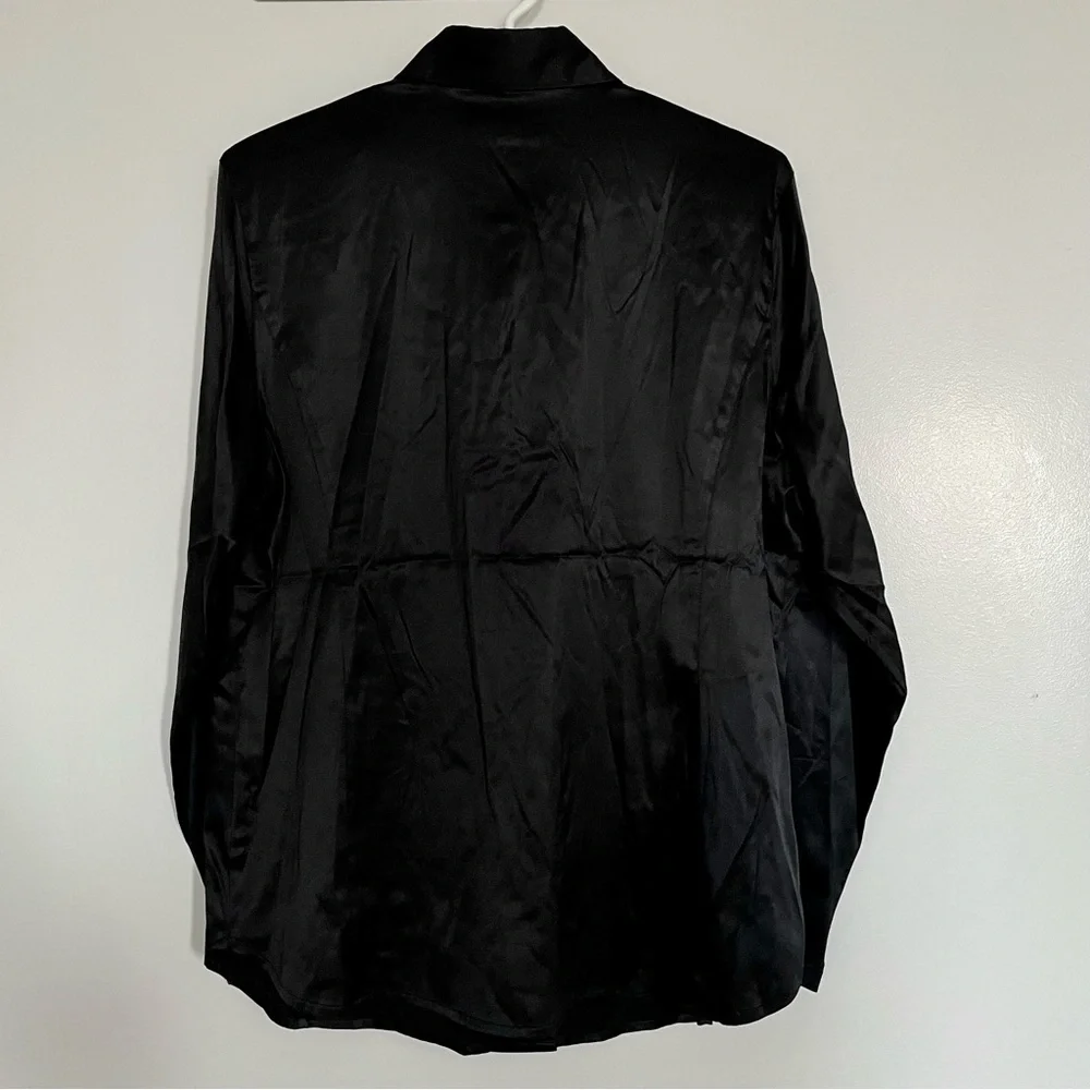 Starington Blouses by Charlotte Black Silk Button-Down Shirt Size 14 (10-12) - Picture 4 of 11